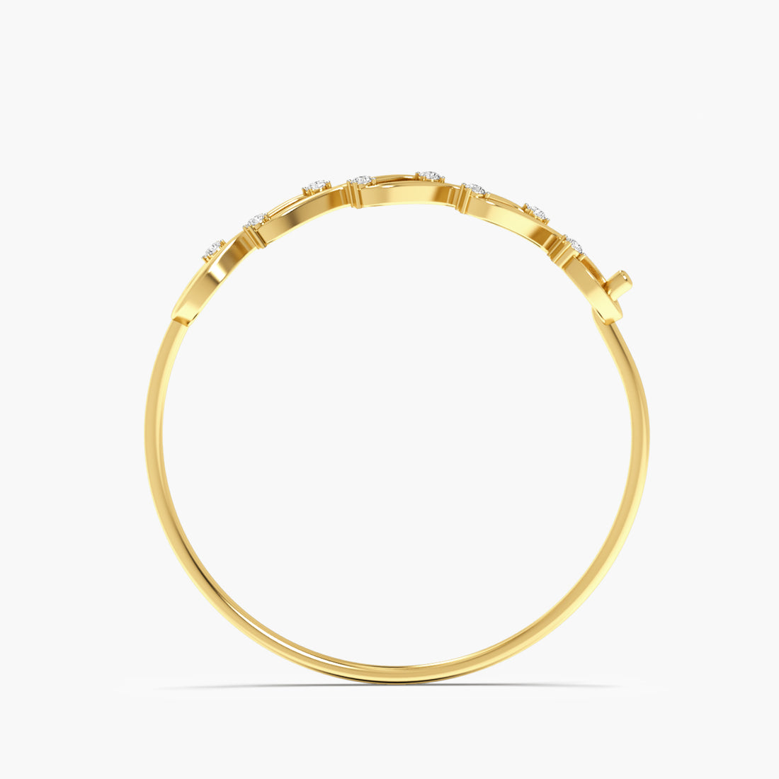 Golden Link Bangle - Front View in Yellow Gold - Diamond Bracelet by Moena