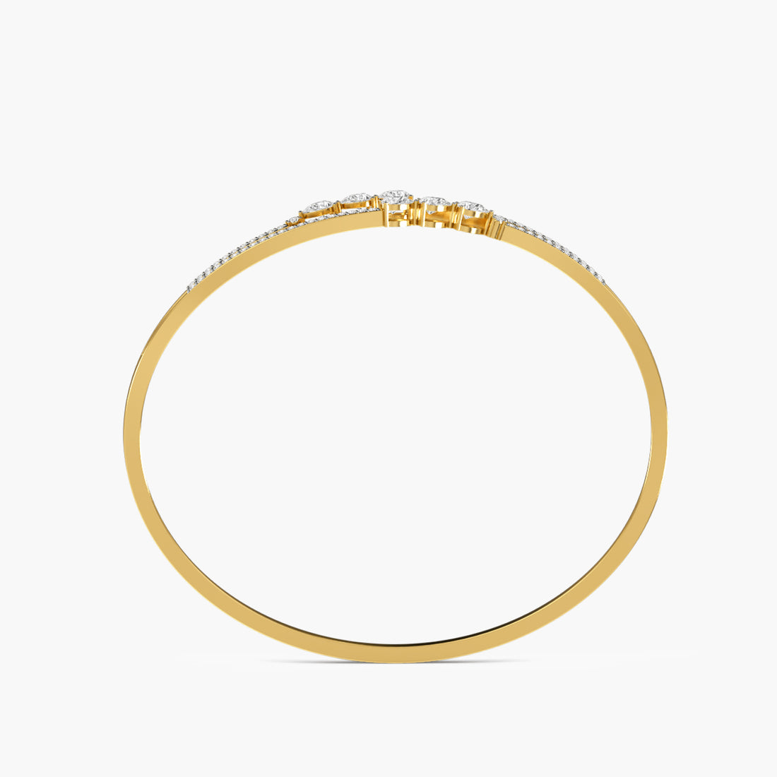 Cascade Pear Bangle - Front View in Yellow Gold - Pear Diamond Bracelet by Moena