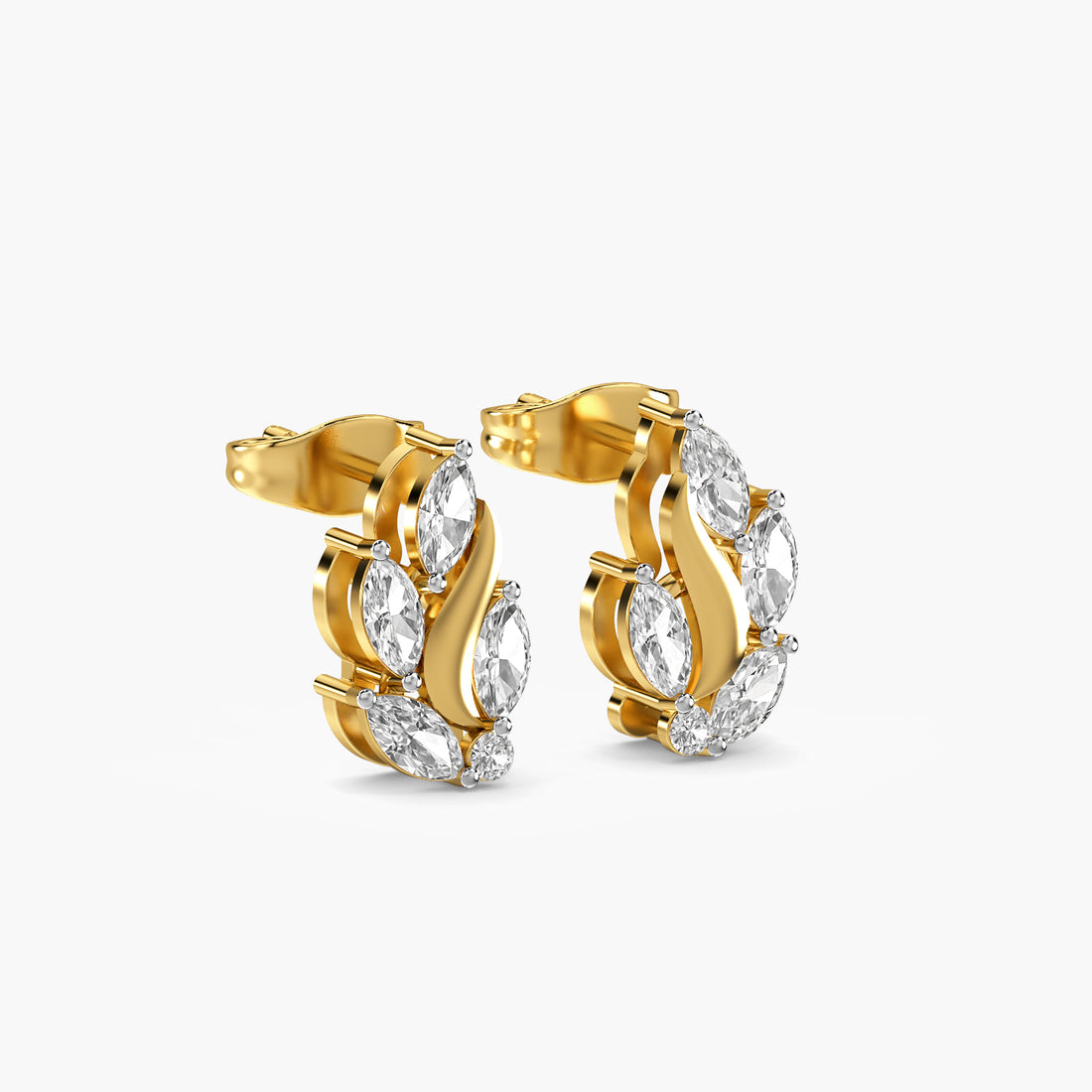 Marquise Leaf Curve Stud