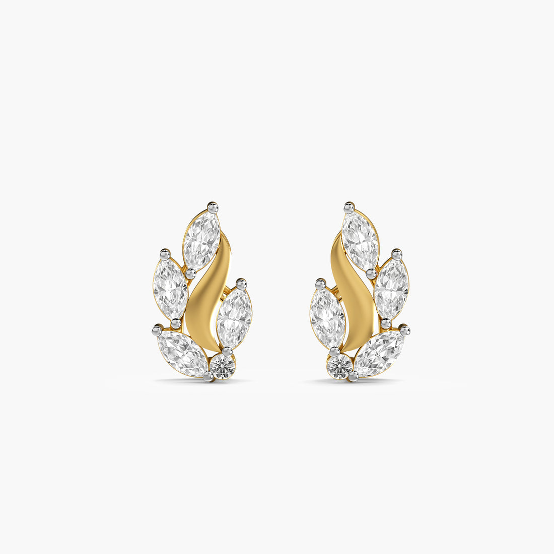 Marquise Leaf Curve Stud
