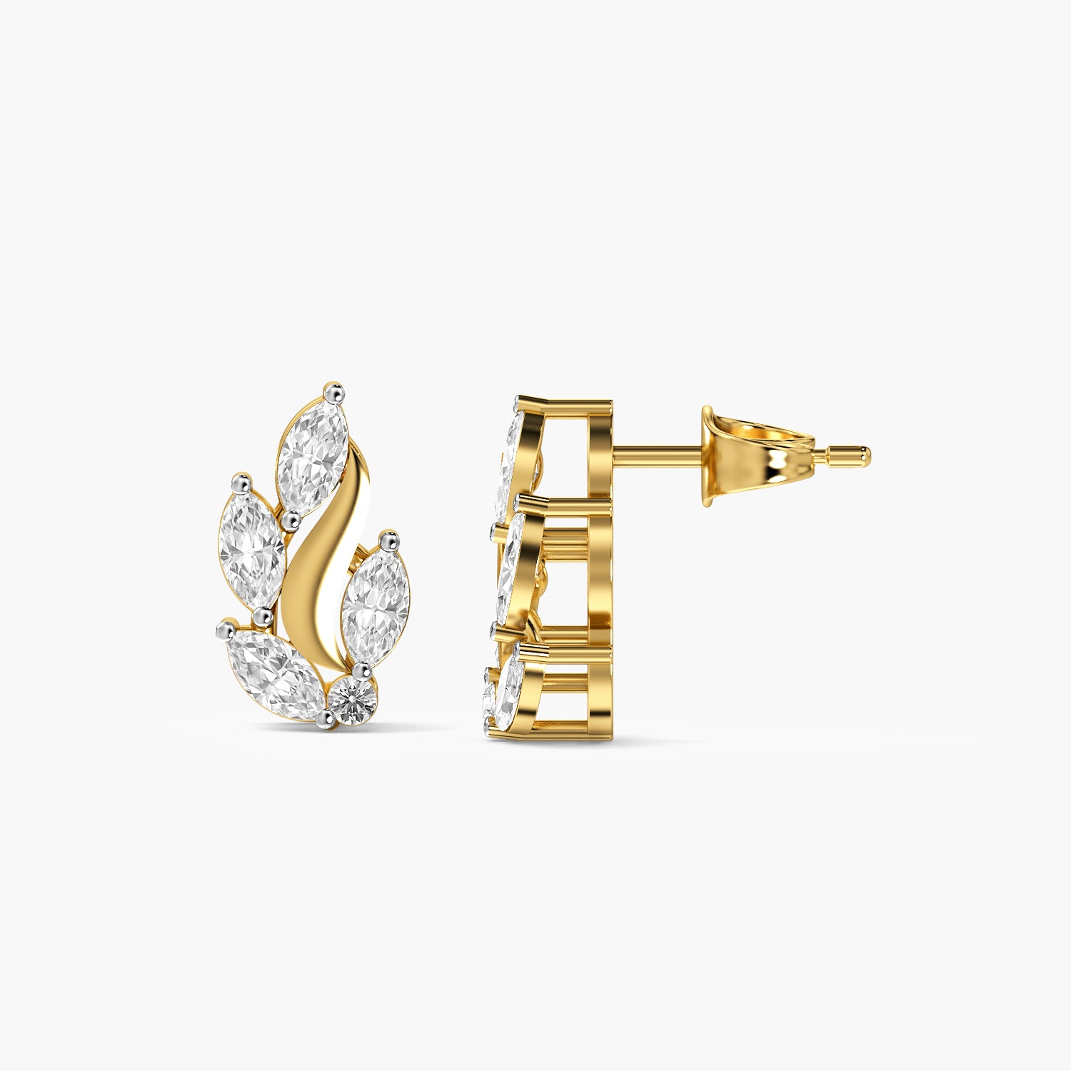 Marquise Leaf Curve Stud
