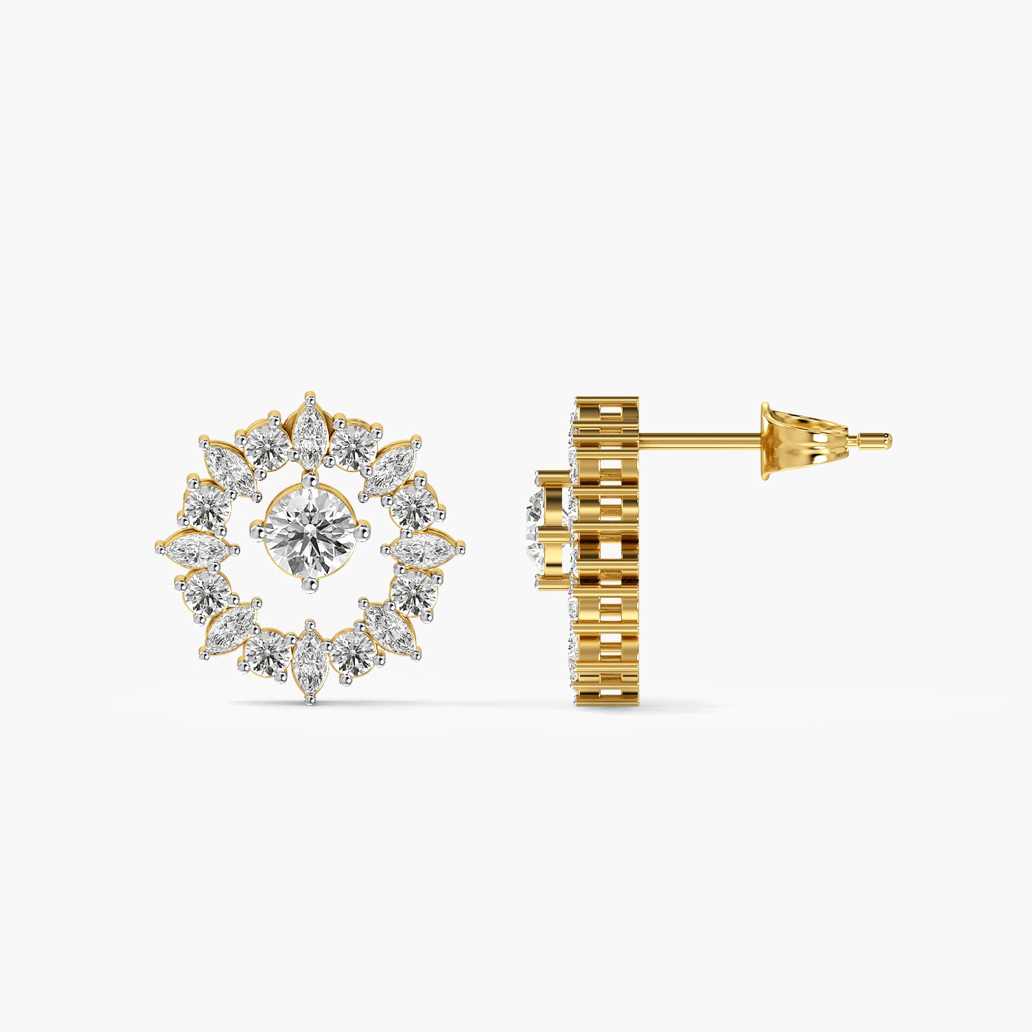 Radiant Floral Halo Stud