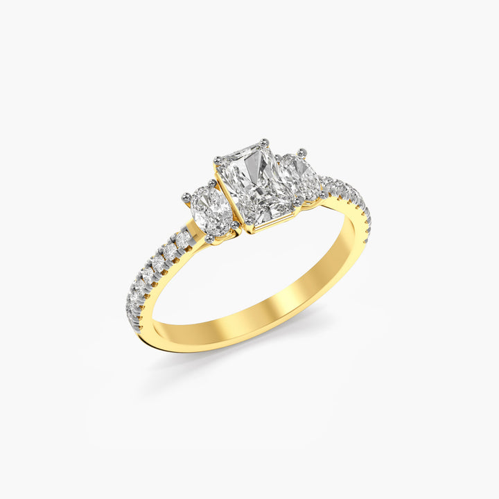 Radiant Elegance Ring - 3D View in Yellow Gold - Radiant Diamond Ring by Moena