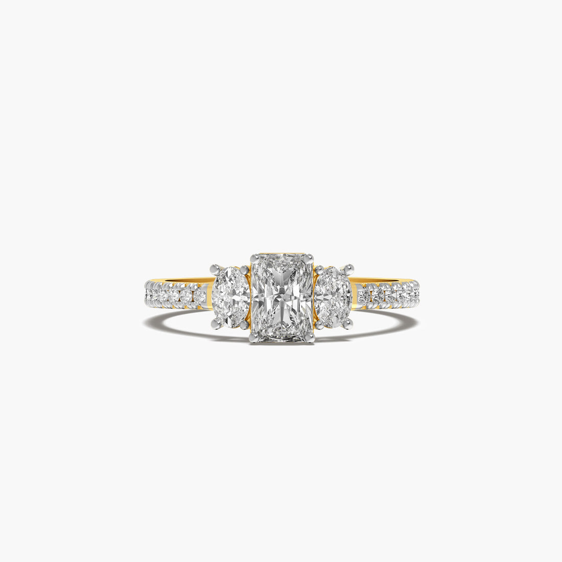 Radiant Elegance Ring - Top View in Yellow Gold - Radiant Diamond Ring by Moena