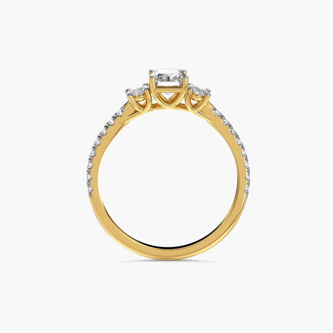Radiant Elegance Ring - Front View in Yellow Gold - Radiant Diamond Ring by Moena