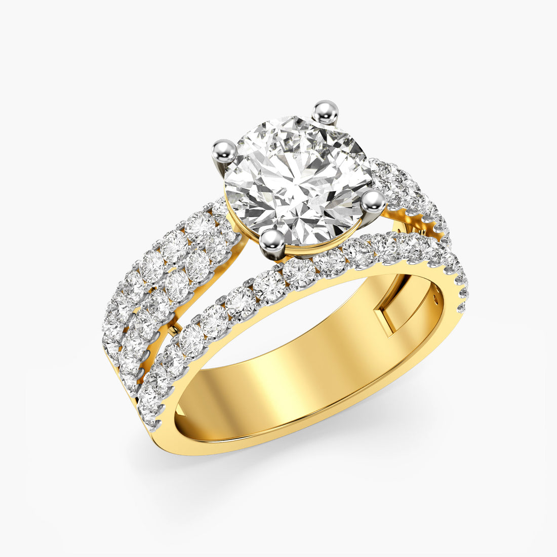 Triple Row Solitaire Engagement Ring