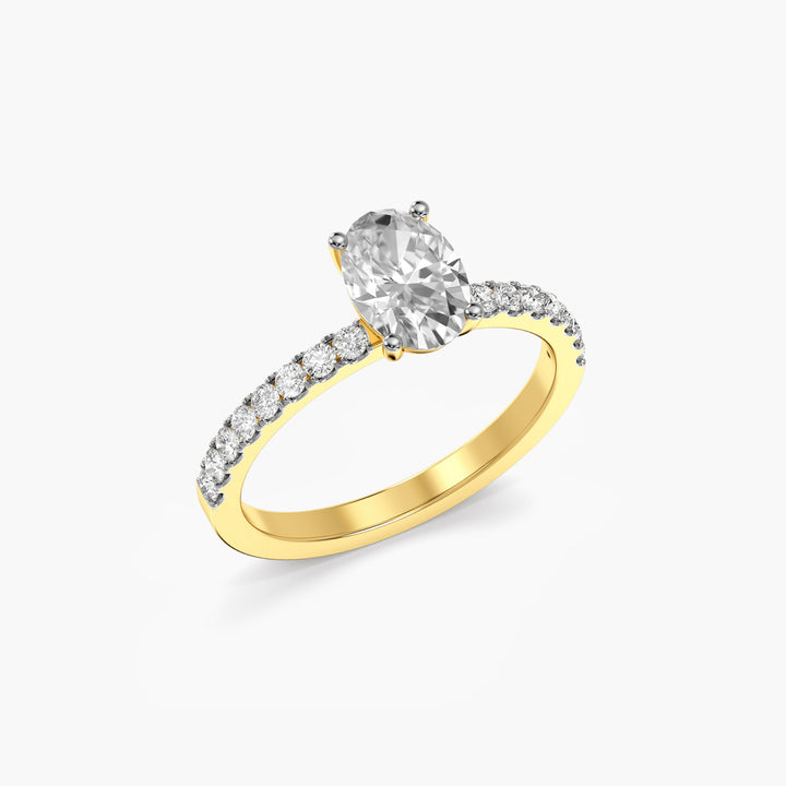 Classic Oval Solitaire Ring - 3D View in Yellow Gold - Oval Diamond Ring by Moena