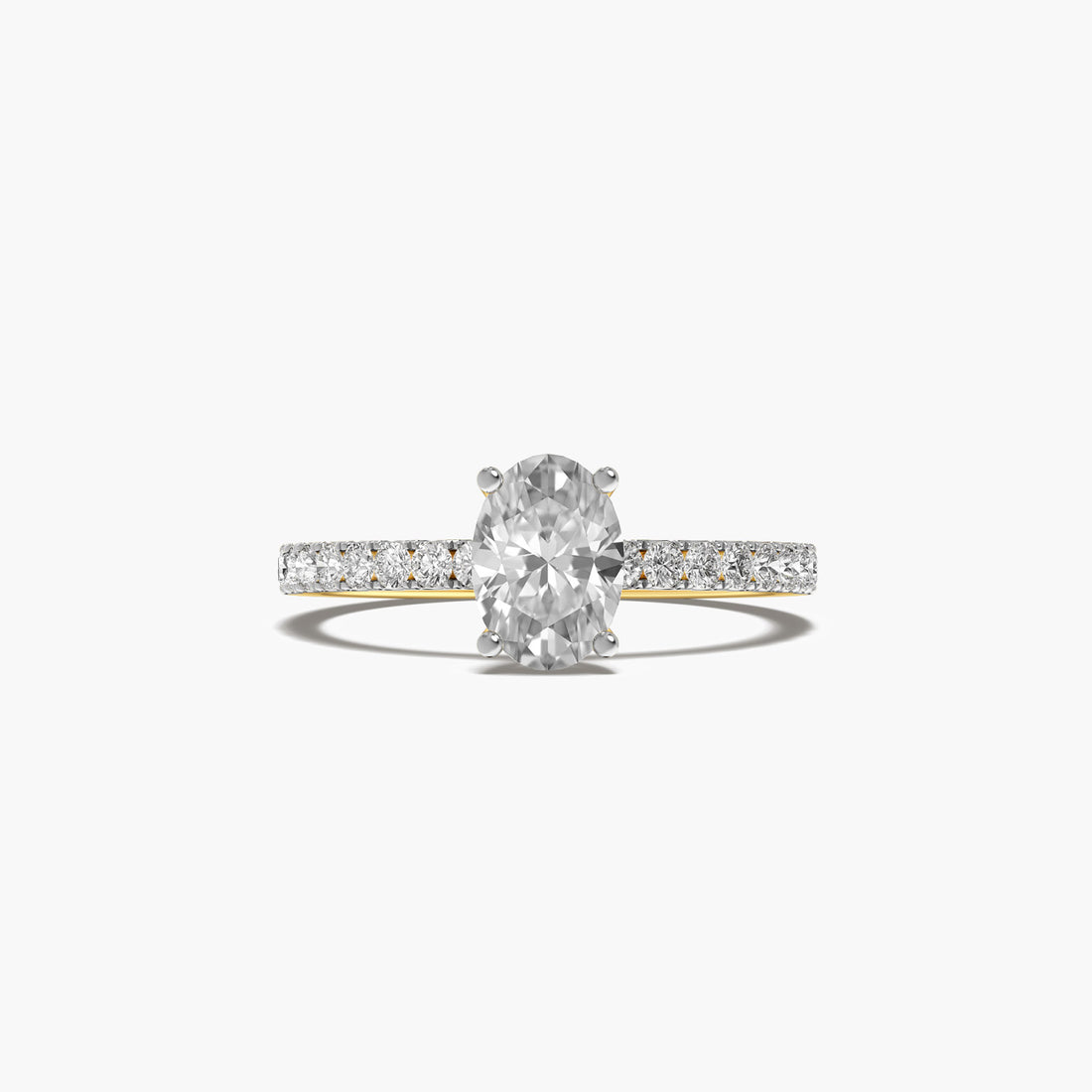 Classic Oval Solitaire Ring - Top View in Yellow Gold - Oval Diamond Ring by Moena