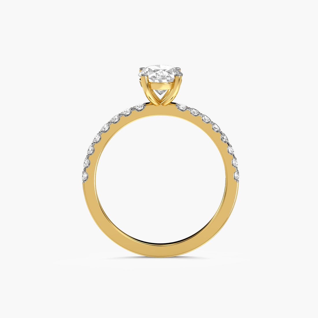 Classic Oval Solitaire Ring - Front View in Yellow Gold - Oval Diamond Ring by Moena