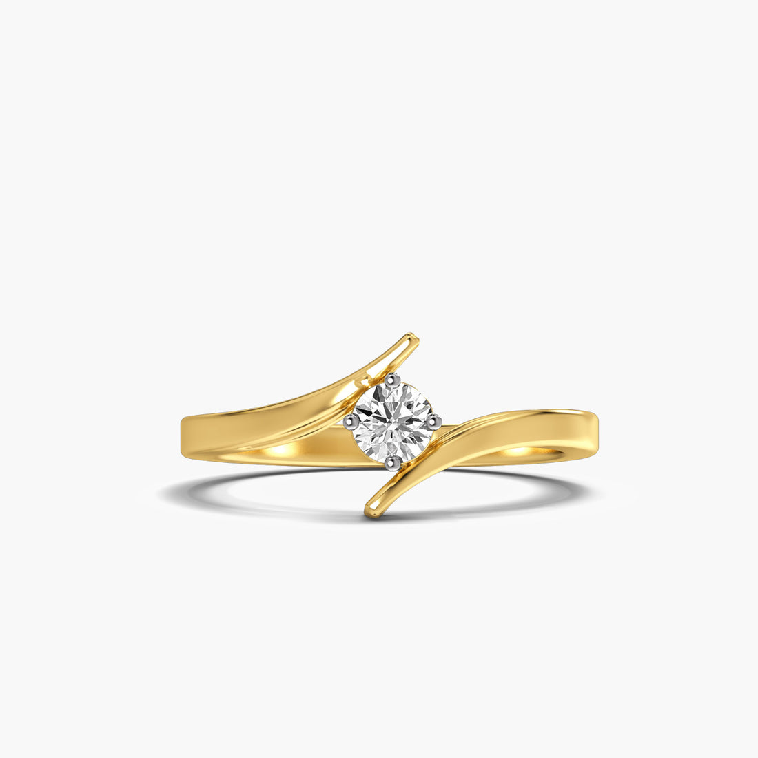 Wave of Love - Top View in Yellow Gold - Diamond Ring by Moena