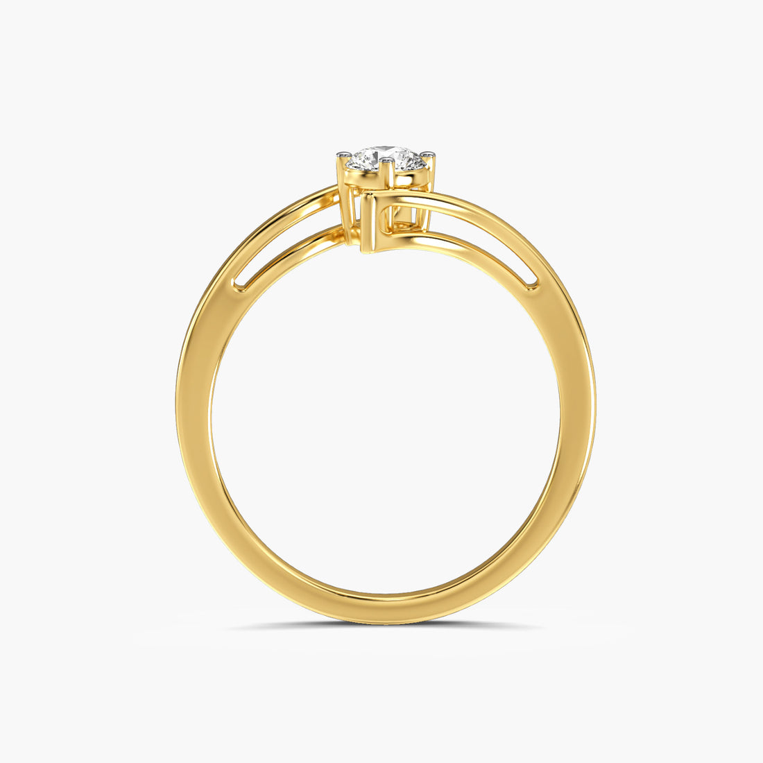 Wave of Love - Front View in Yellow Gold - Diamond Ring by Moena