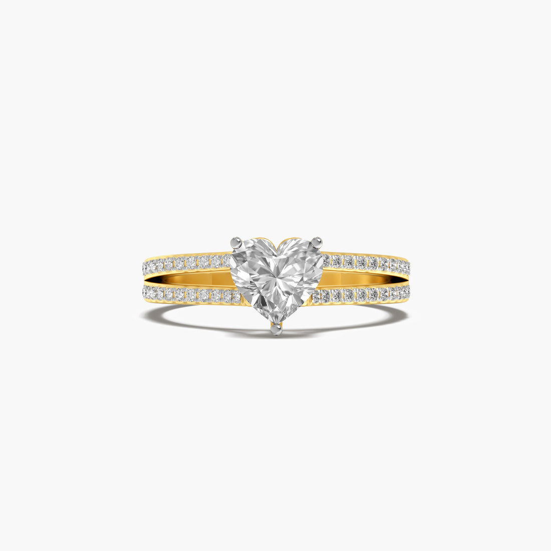 Heart Solitaire Lab-Grown Diamond Ring - Top View in Yellow Gold - Heart Diamond Ring by Moena