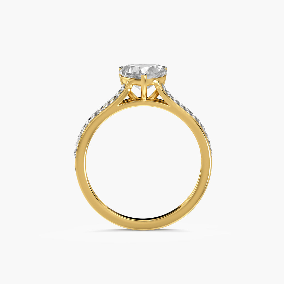 Heart Solitaire Lab-Grown Diamond Ring - Front View in Yellow Gold - Heart Diamond Ring by Moena