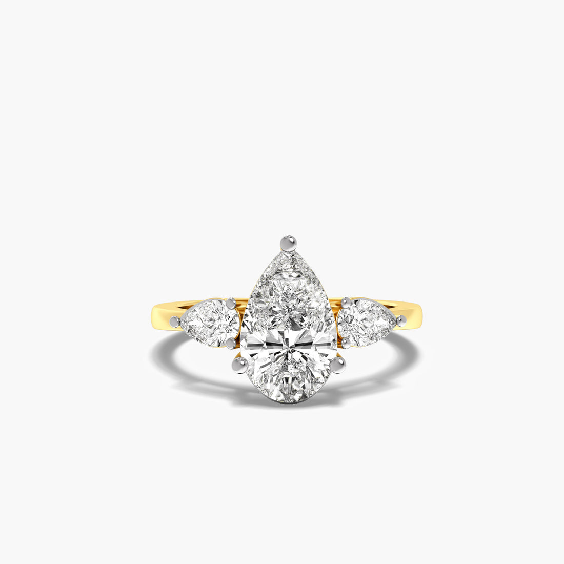 Tri-Pear Radiance - Top View in Yellow Gold - Pear Diamond Ring by Moena