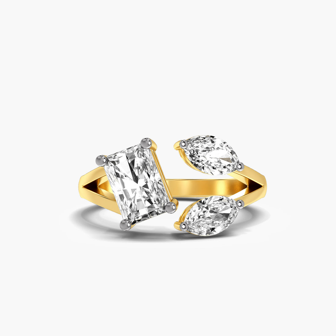 Trio Radiance - Top View in Yellow Gold - Diamond Ring by Moena