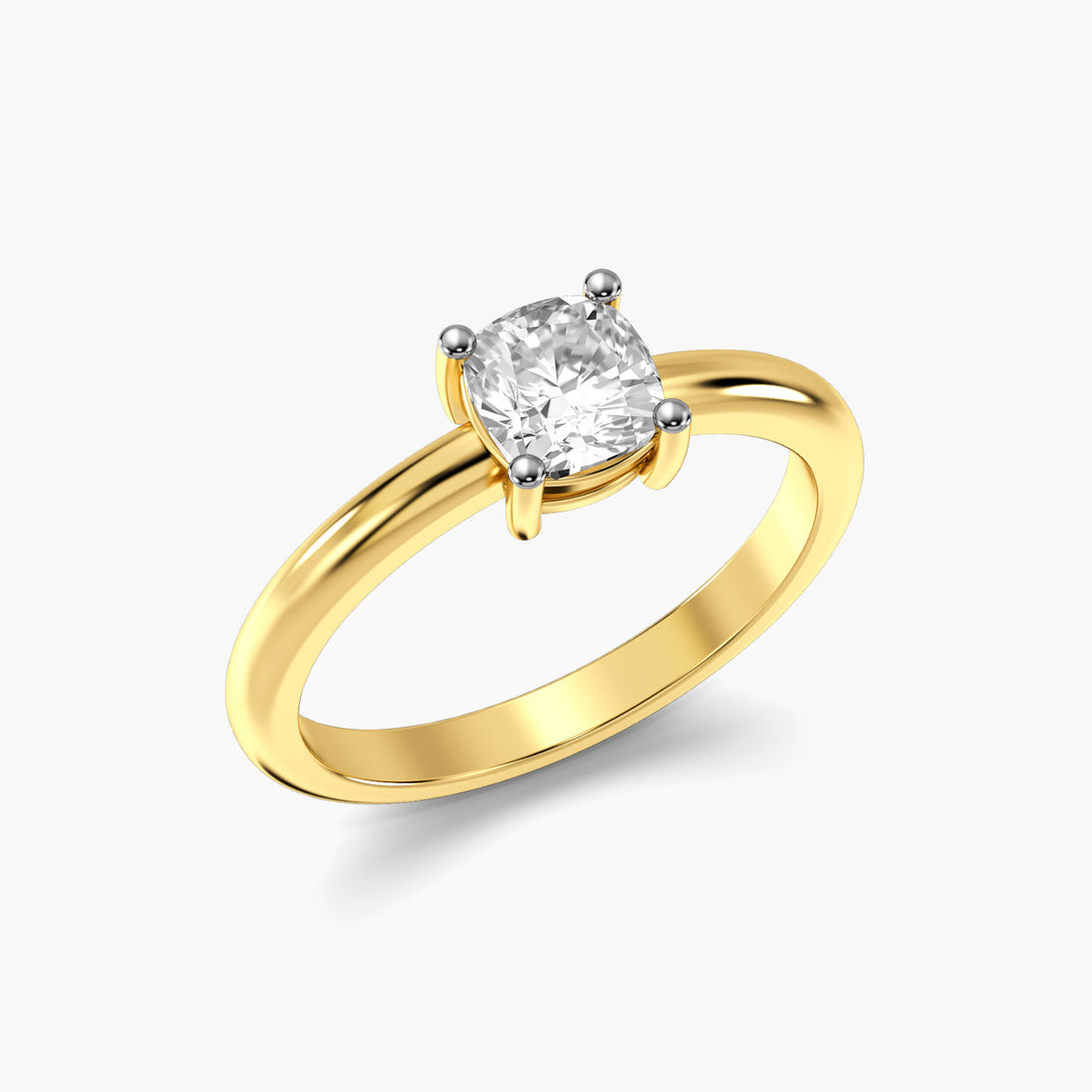Cushion Glow - 3D View in Yellow Gold - Cushion Diamond Ring by Moena