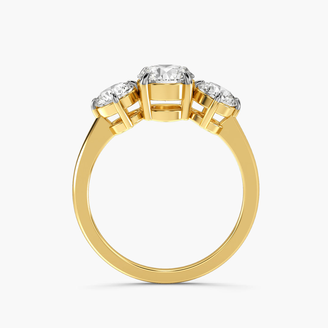 Triad Spark - Front View in Yellow Gold - Diamond Ring by Moena