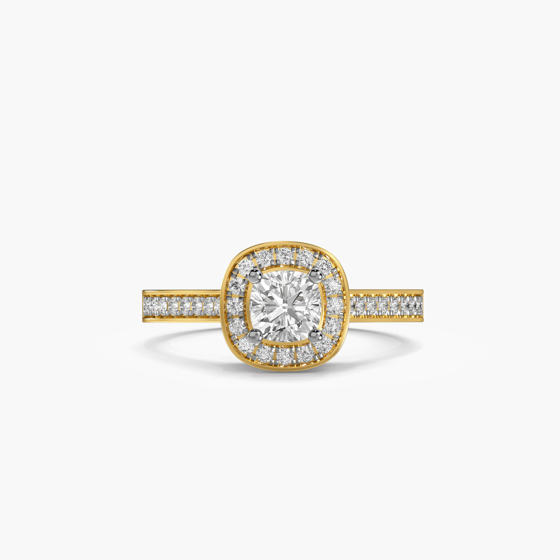 Halo Majesty Ring - Top View in Yellow Gold - Diamond Ring by Moena