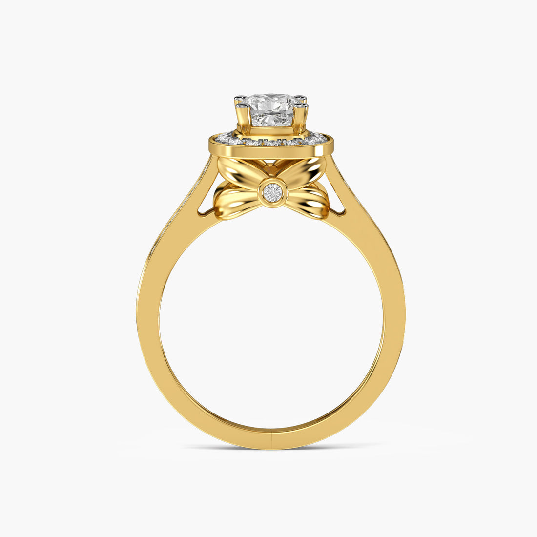 Halo Majesty Ring - Front View in Yellow Gold - Diamond Ring by Moena