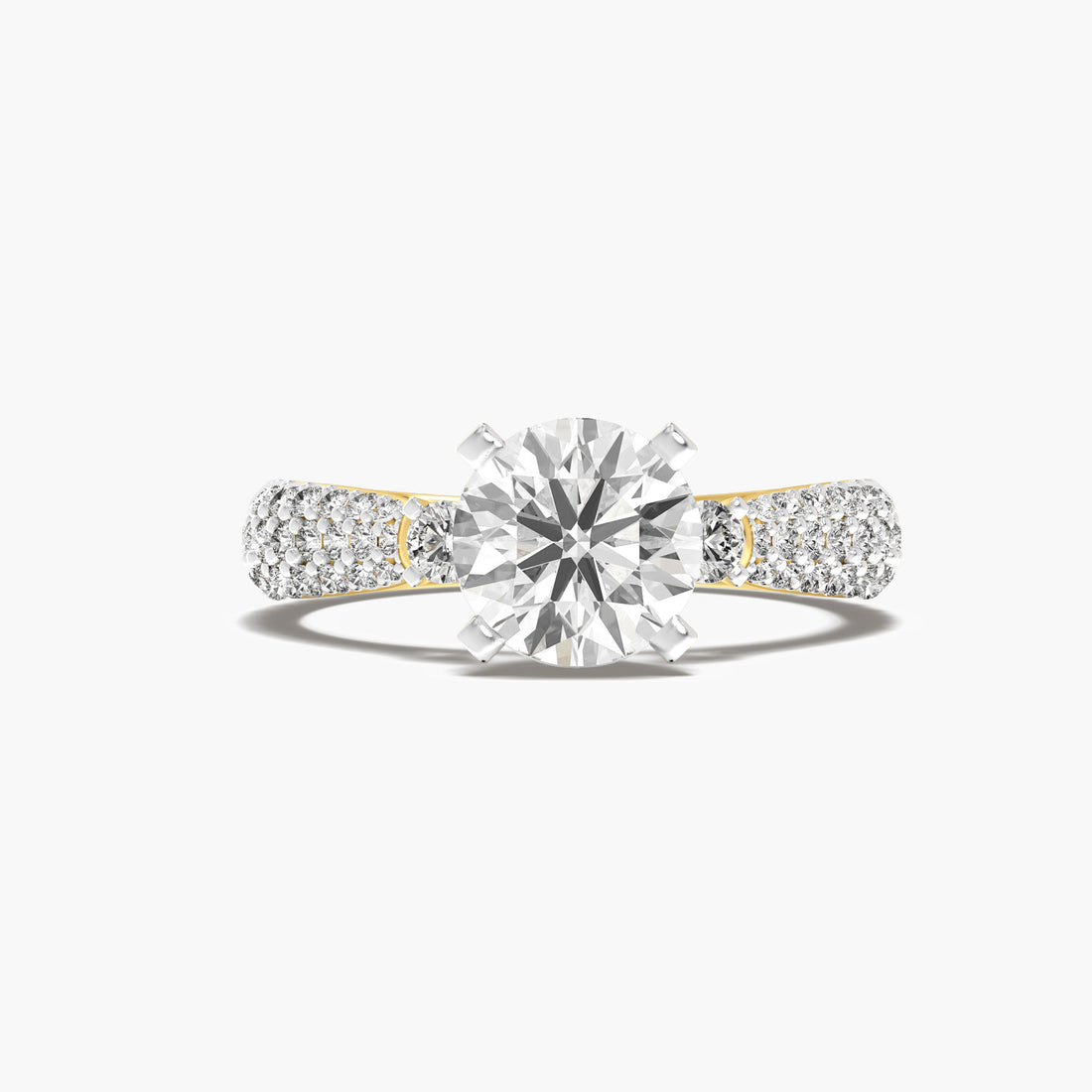 Sculpted Crown Solitaire Ring - Top View in Yellow Gold - Diamond Ring by Moena