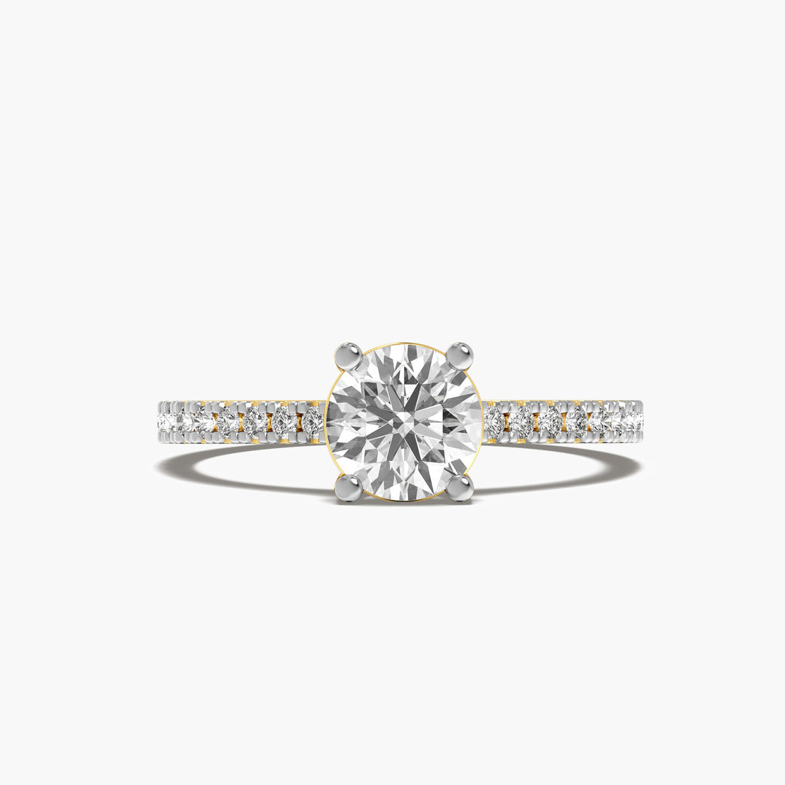 Minimalist Gold Solitaire Ring - Top View in Yellow Gold - Diamond Ring by Moena