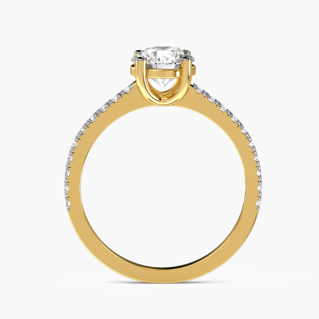 Minimalist Gold Solitaire Ring - Front View in Yellow Gold - Diamond Ring by Moena