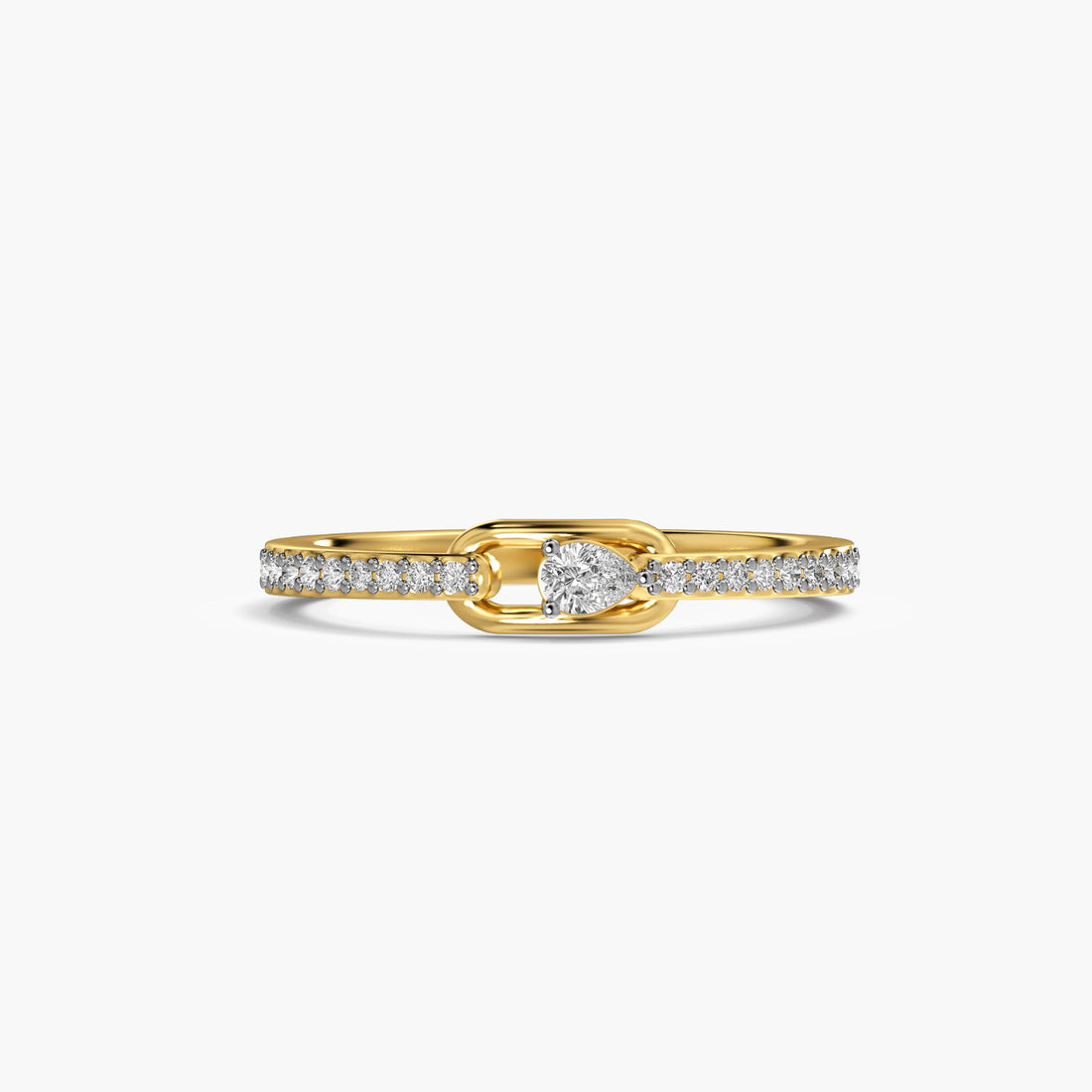 Teardrop Bond Ring - Top View in Yellow Gold - Diamond Ring by Moena