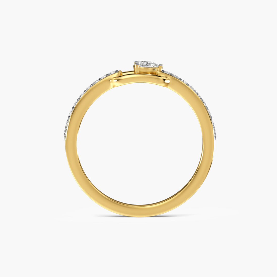 Teardrop Bond Ring - Front View in Yellow Gold - Diamond Ring by Moena