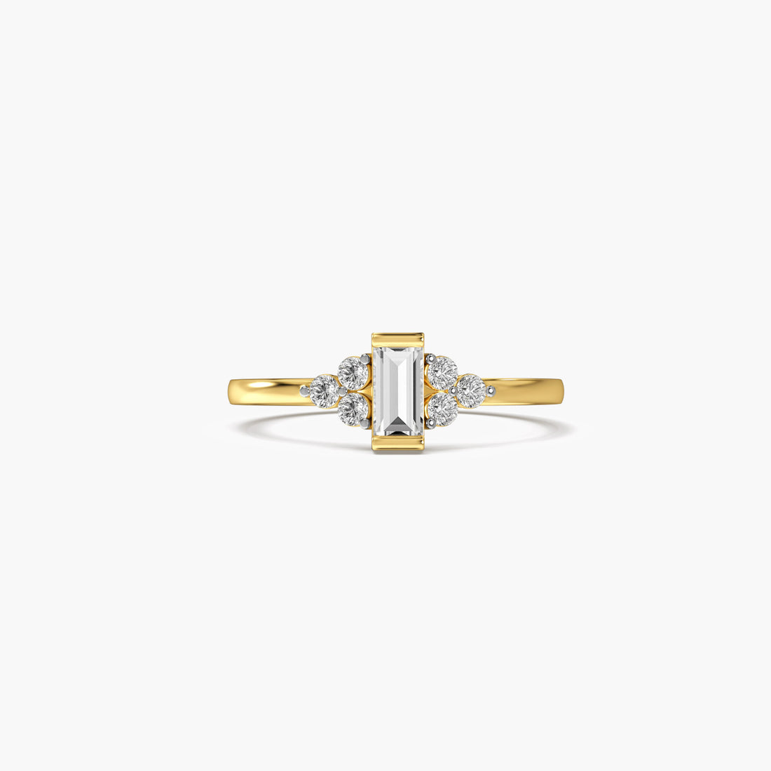 Blush Baguette - Top View in Yellow Gold - Baguette Diamond Ring by Moena