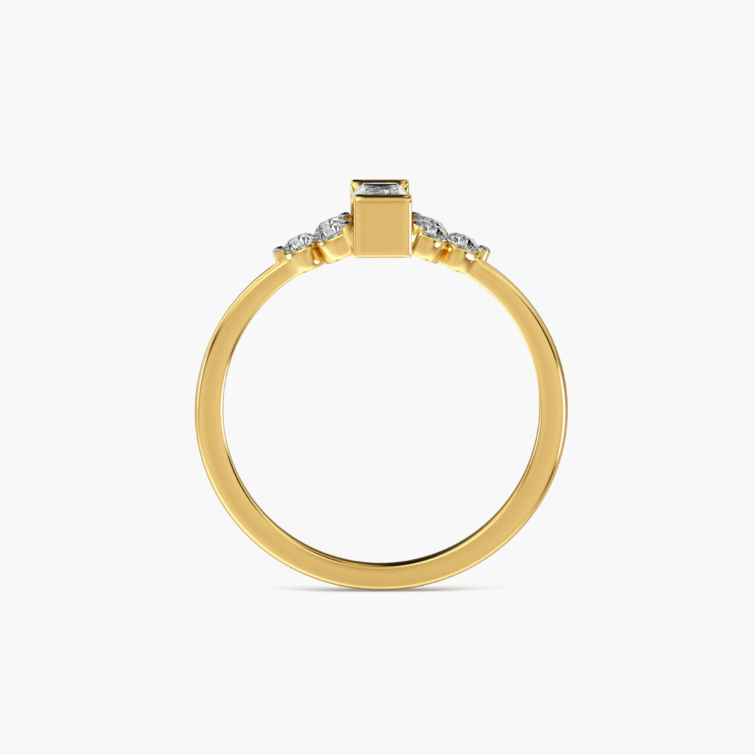 Blush Baguette - Front View in Yellow Gold - Baguette Diamond Ring by Moena