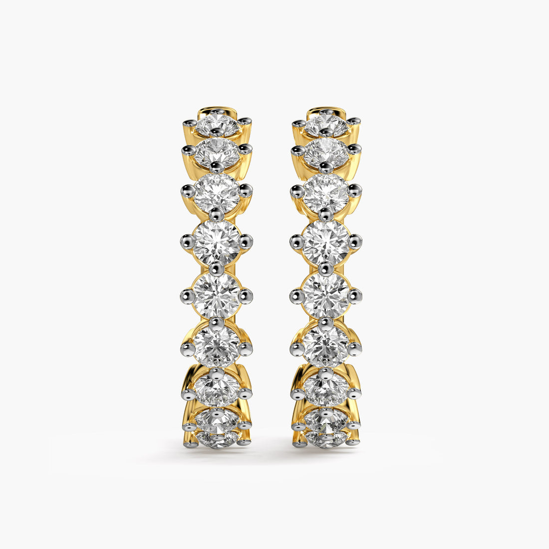 Hoop Elegance Diamond Earrings - Front View in Yellow Gold - Diamond Earring by Moena