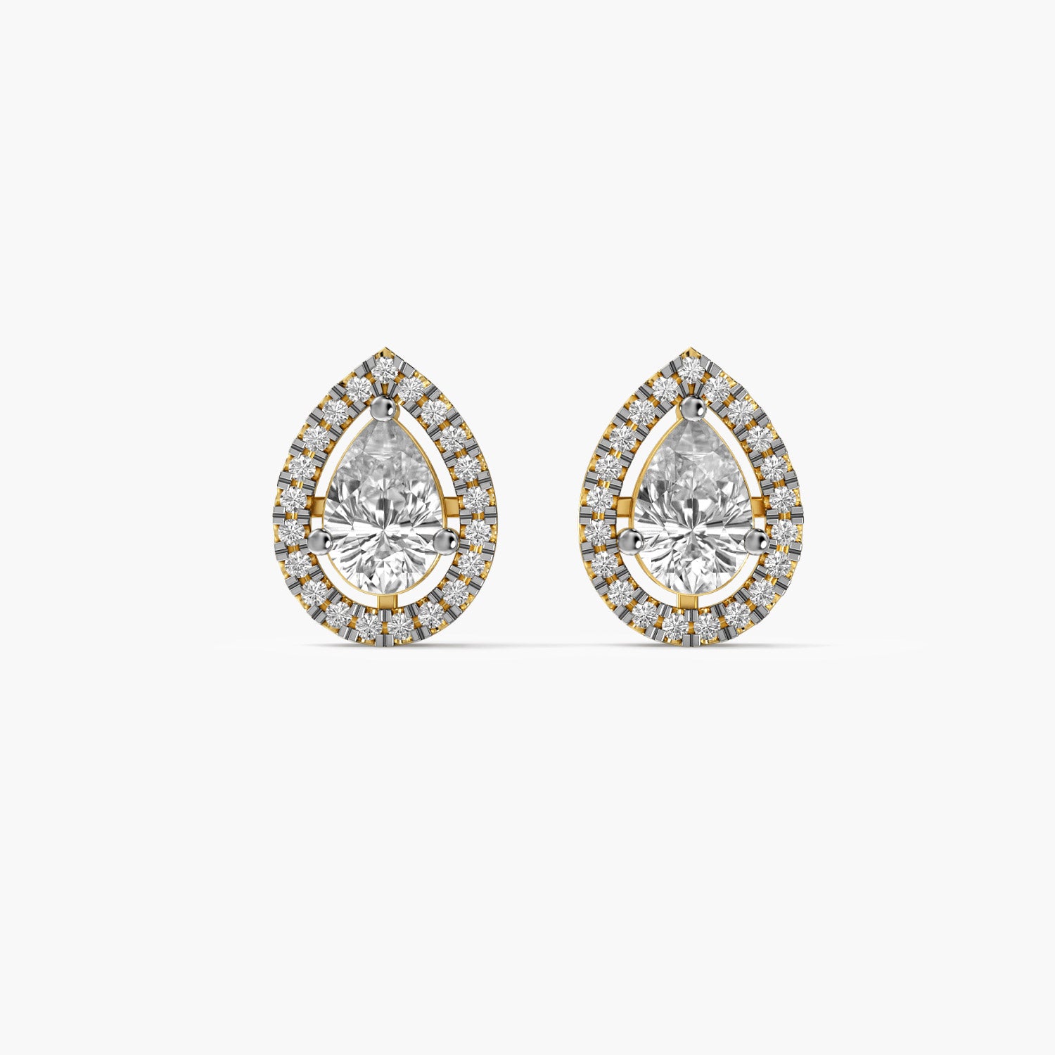 Pear Halo Diamond Studs