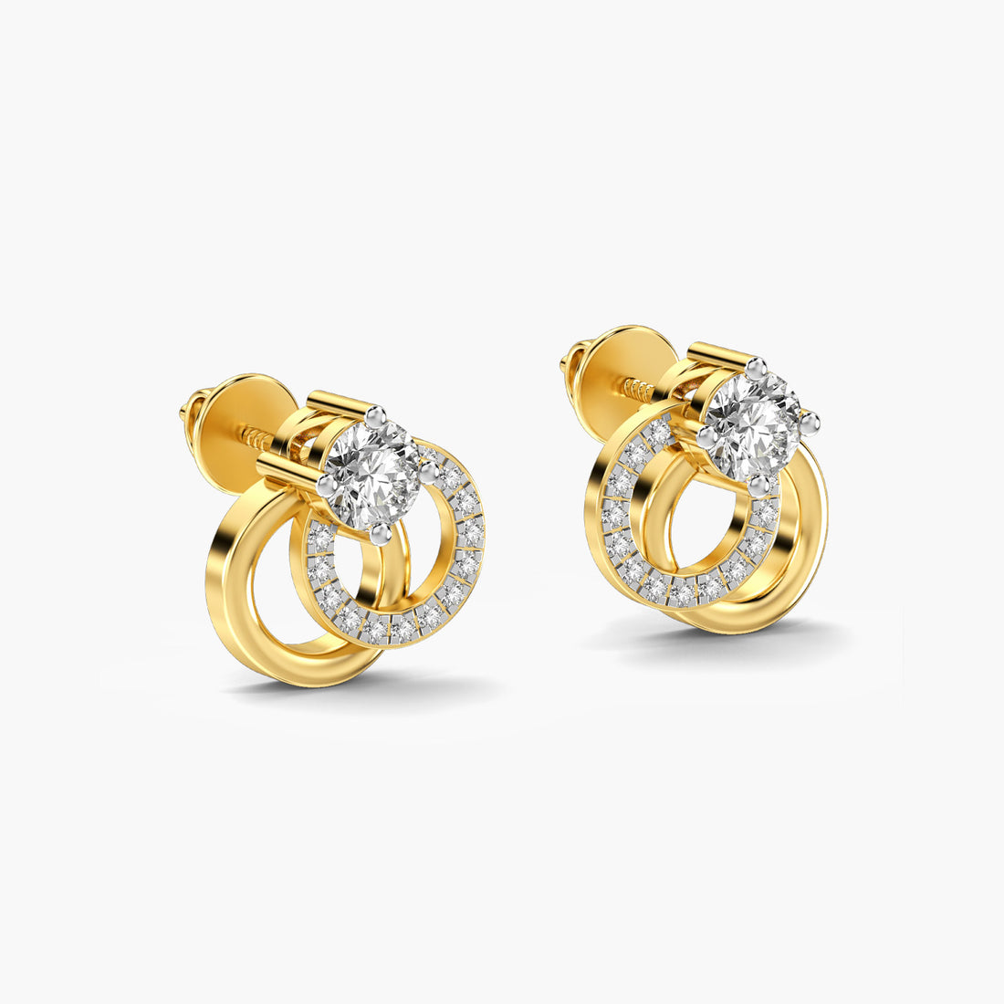Heritage Hoop Earrings - 3D View in Yellow Gold - Diamond Earring by Moena