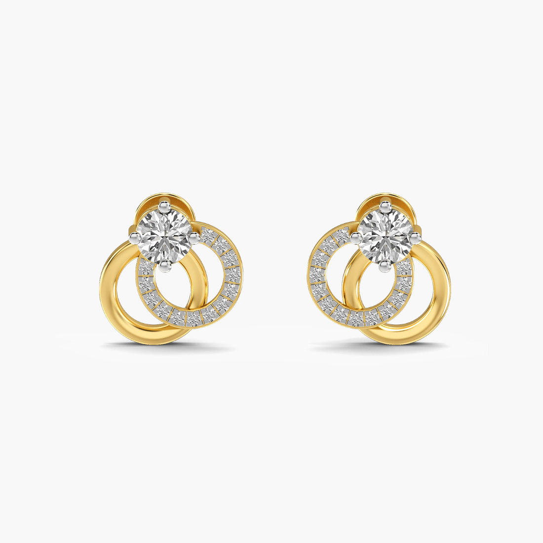 Heritage Hoop Earrings - Front View in Yellow Gold - Diamond Earring by Moena