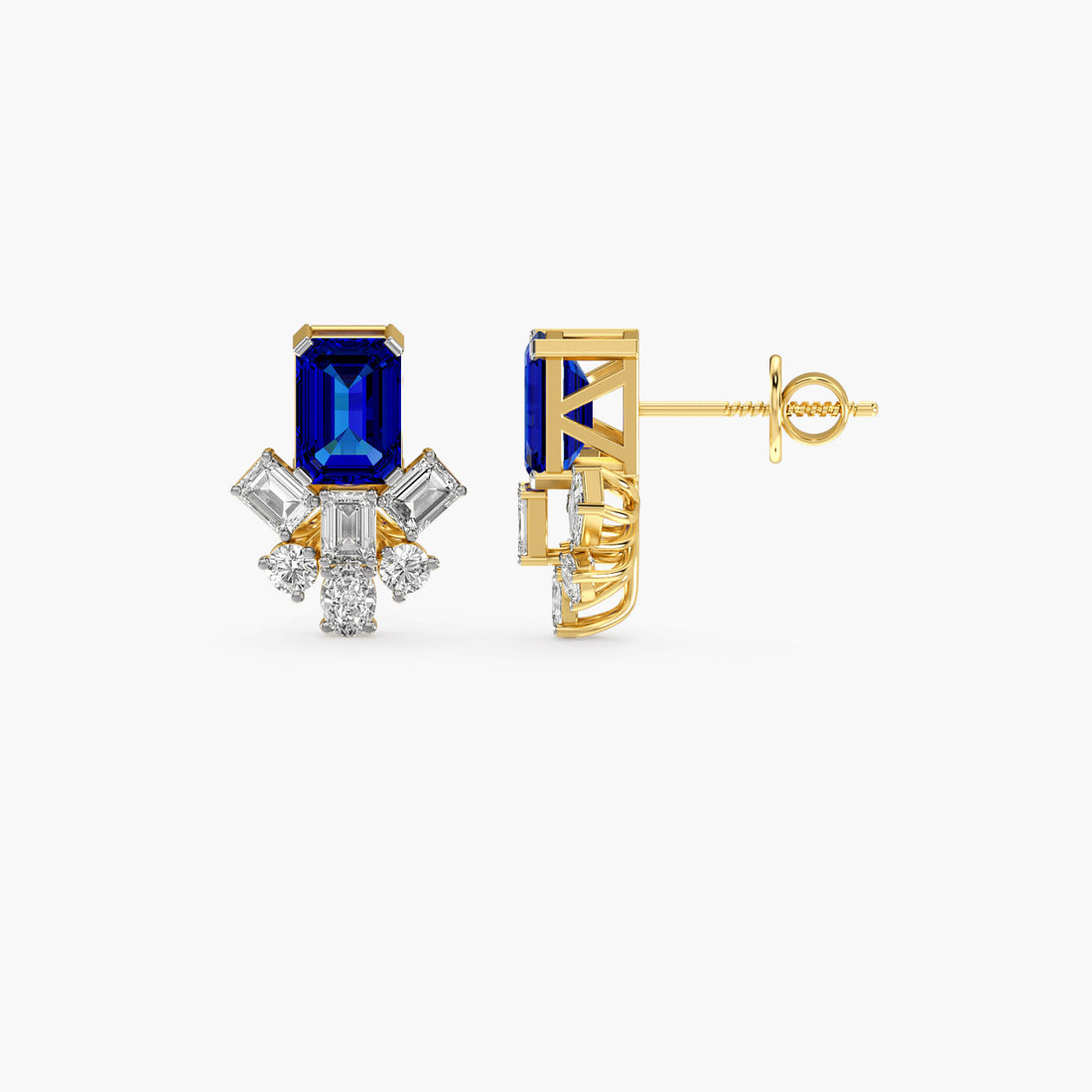 Royal Azure Brilliance - Side View in Yellow Gold - Diamond Jewellery by Moena