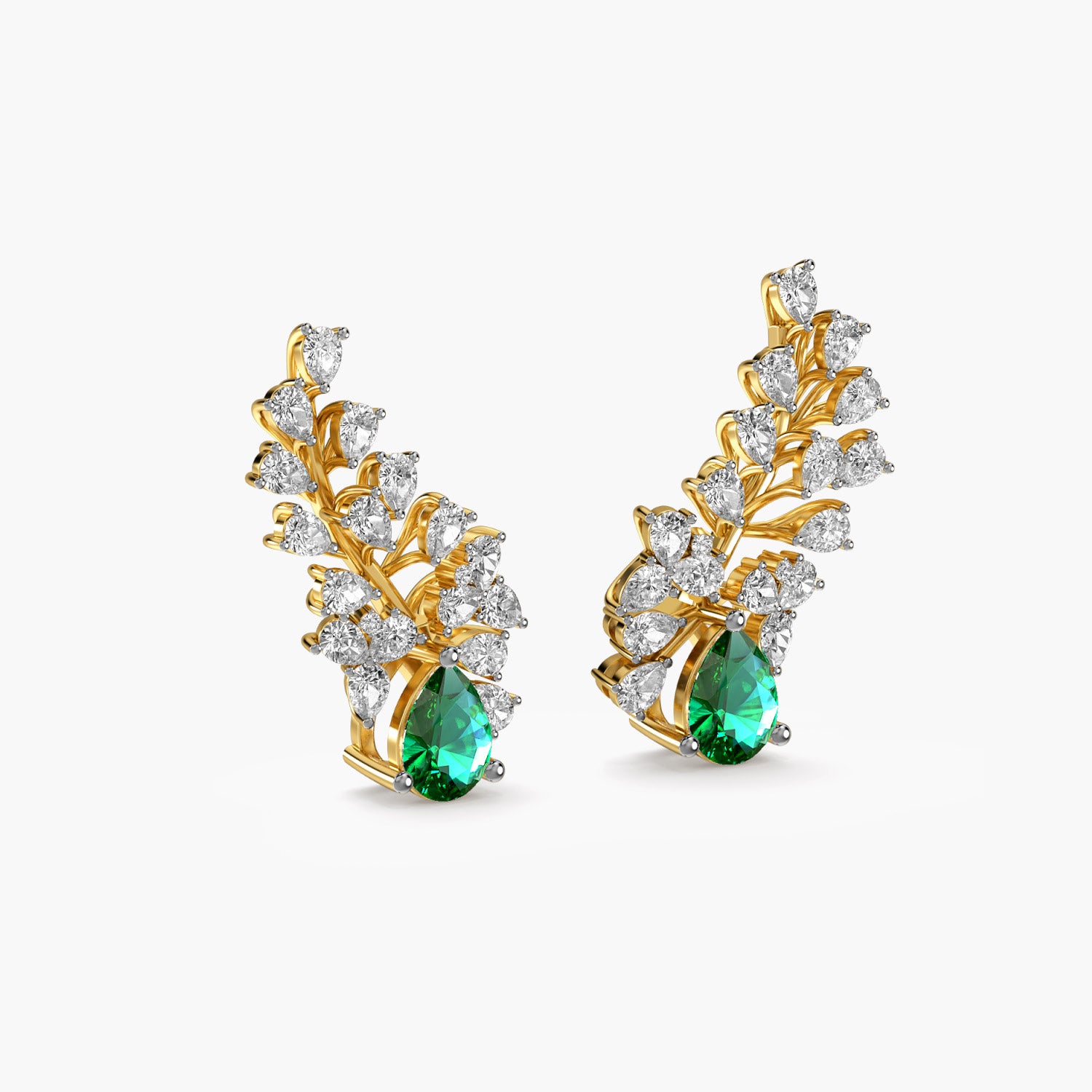 Emerald Leaf Climber Earrings