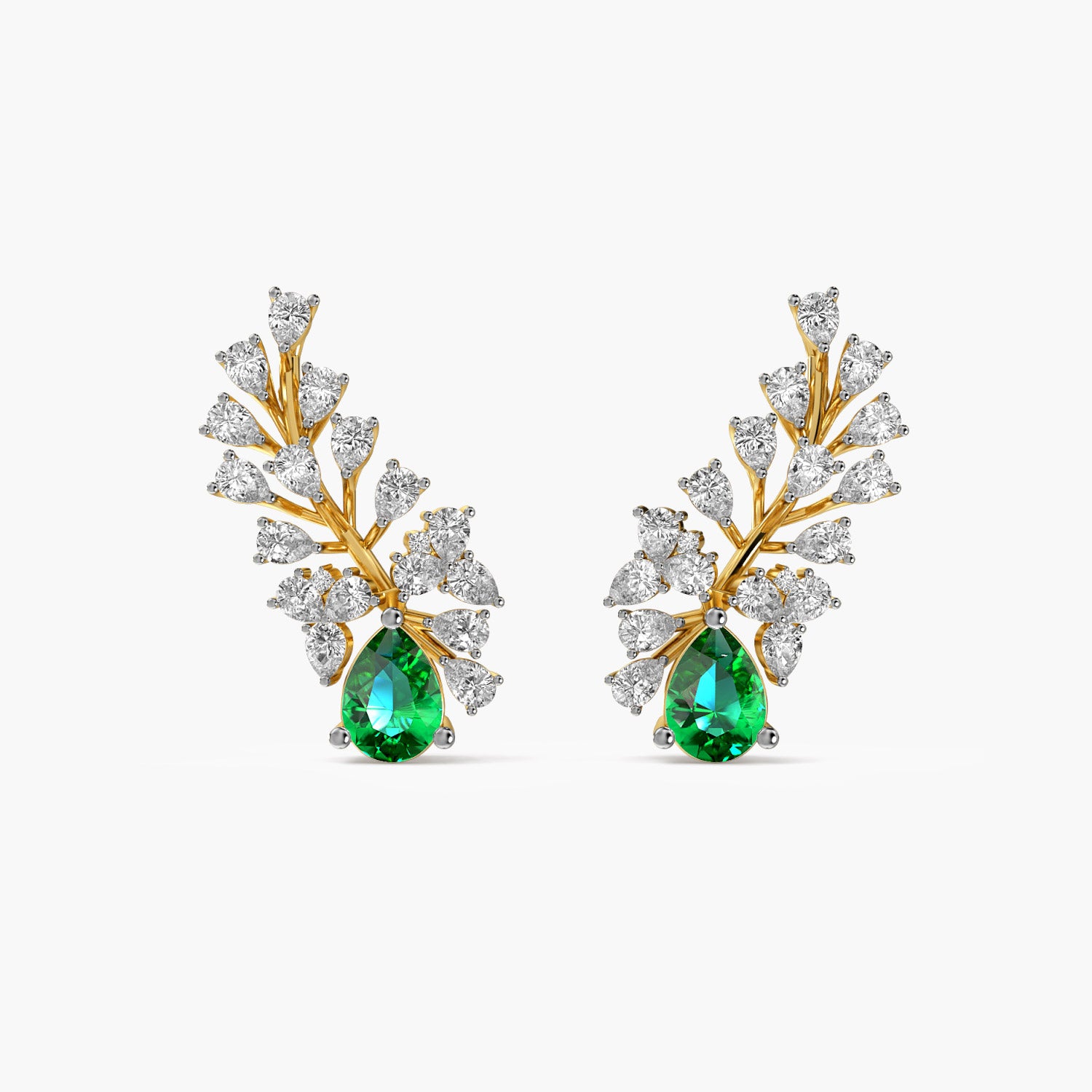 Emerald Leaf Climber Earrings