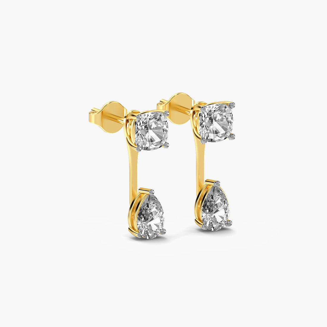 Luminous Solitaire Drop Earrings - 3D View in Yellow Gold - Diamond Earring by Moena