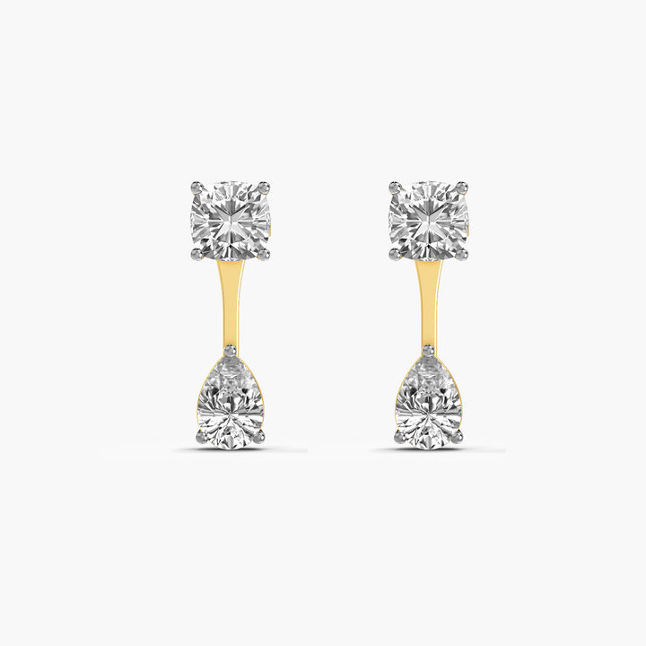 Luminous Solitaire Drop Earrings - Front View in Yellow Gold - Diamond Earring by Moena