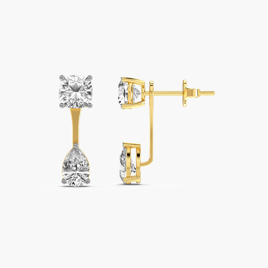 Luminous Solitaire Drop Earrings - Side View in Yellow Gold - Diamond Earring by Moena