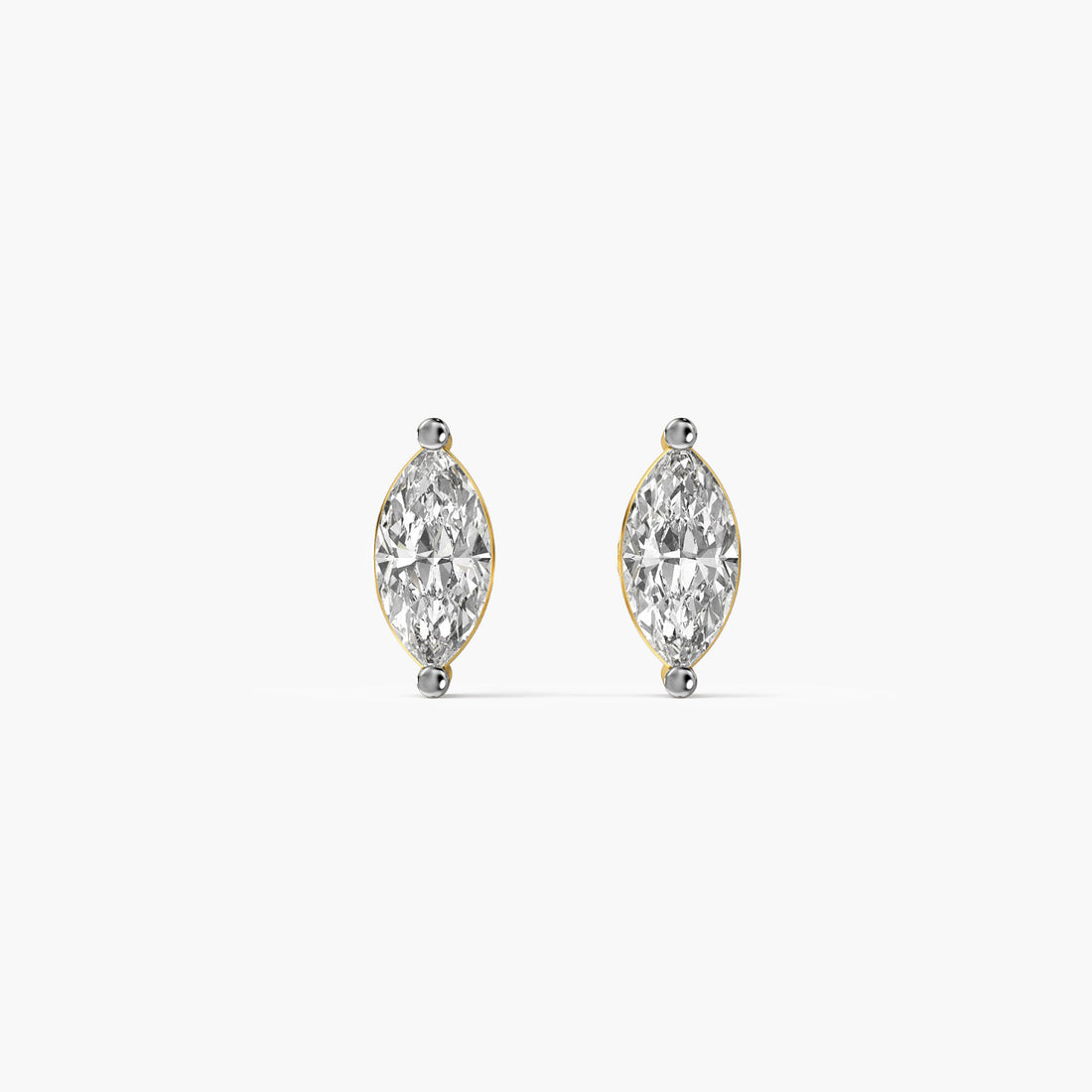Marquise Glow Diamond Studs - Front View in Yellow Gold - Marquise Diamond Stud by Moena