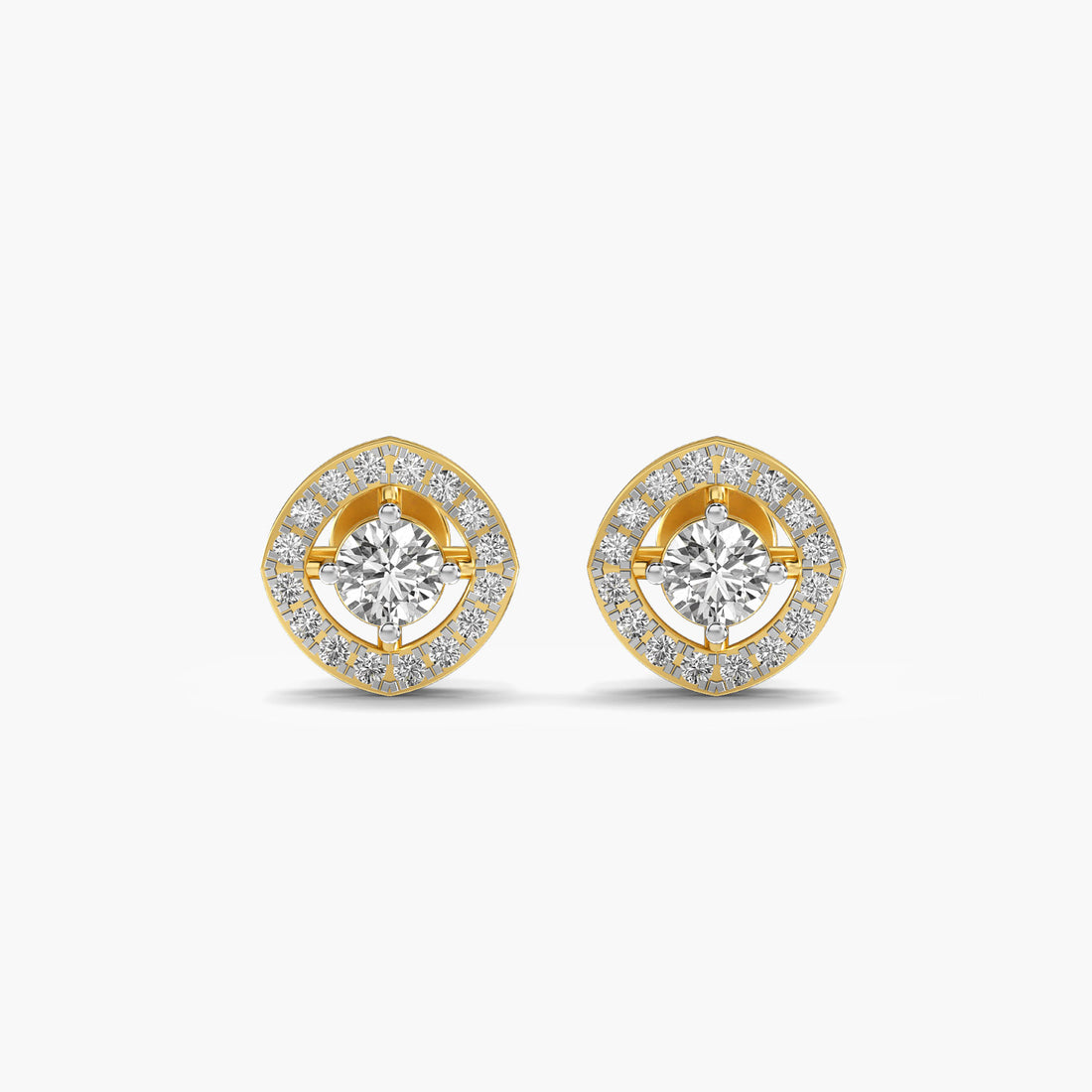 Stellar Radiance Studs - Front View in Yellow Gold - Diamond Stud by Moena
