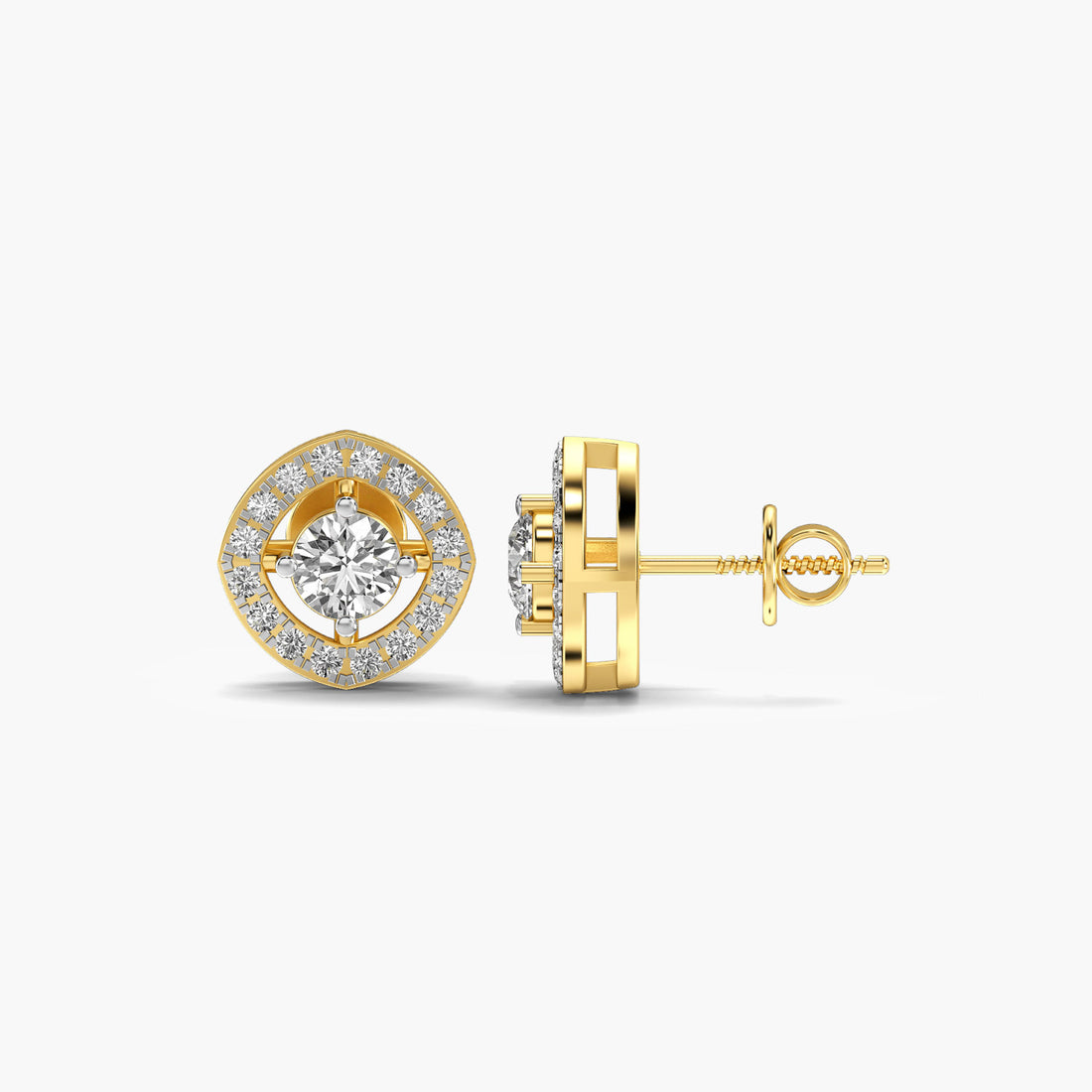 Stellar Radiance Studs - Side View in Yellow Gold - Diamond Stud by Moena