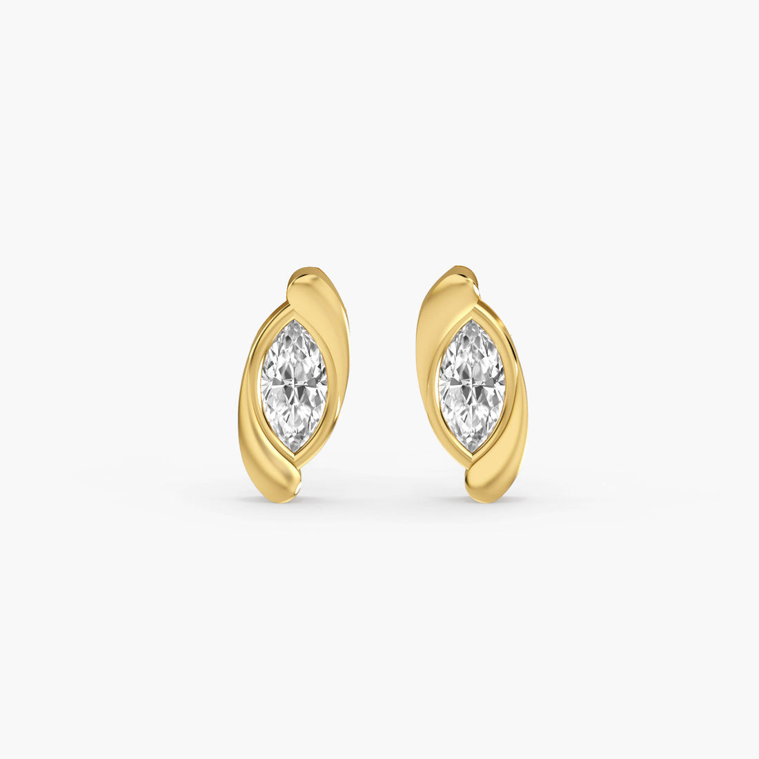 Glint Swirl Earrings - Standard View in Yellow Gold - Diamond Earring by Moena