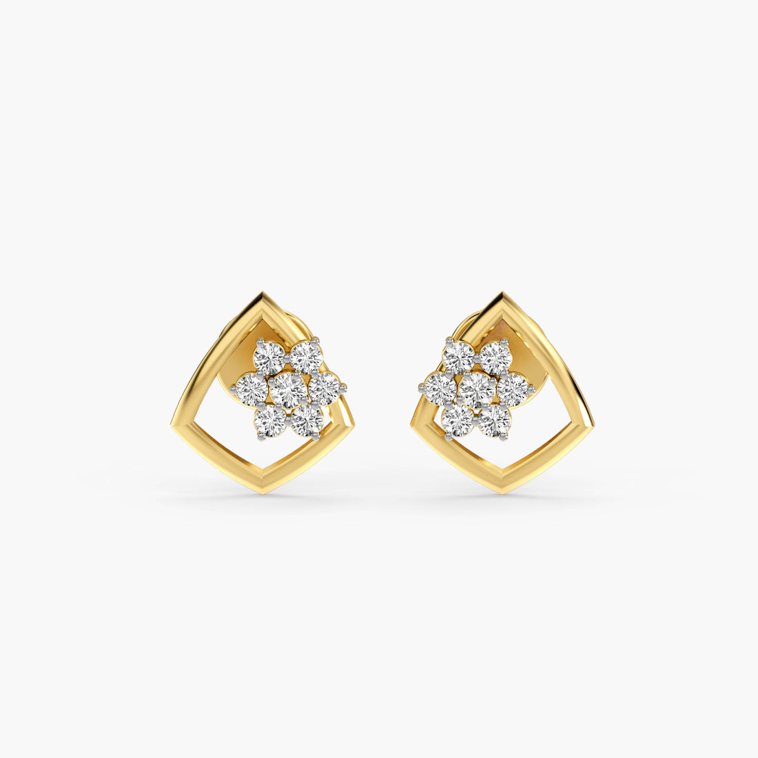 Blossom Frame Studs - Standard View in Yellow Gold - Diamond Stud by Moena
