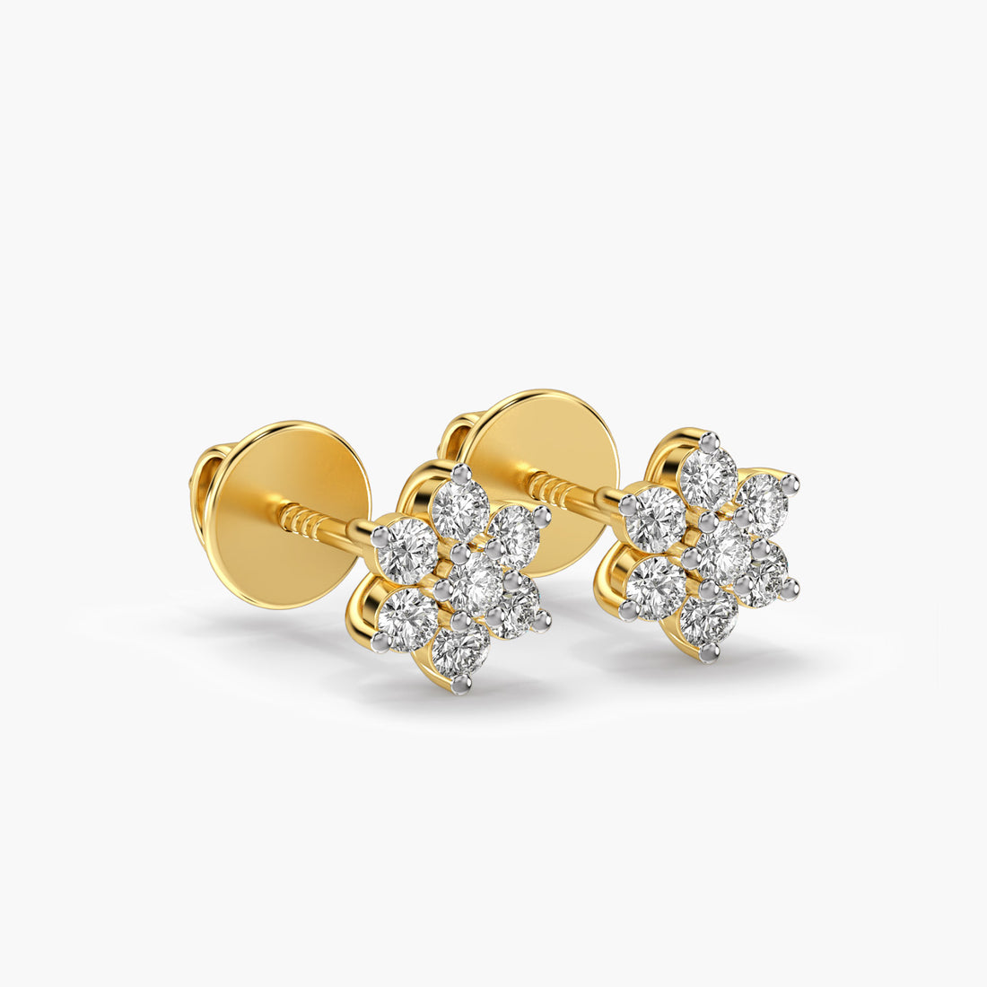 Shimmer Flora Shields - 3D View in Yellow Gold - Diamond Jewellery by Moena