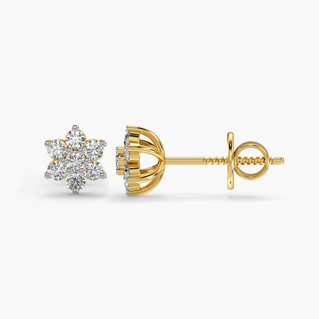 Shimmer Flora Shields - Side View in Yellow Gold - Diamond Jewellery by Moena