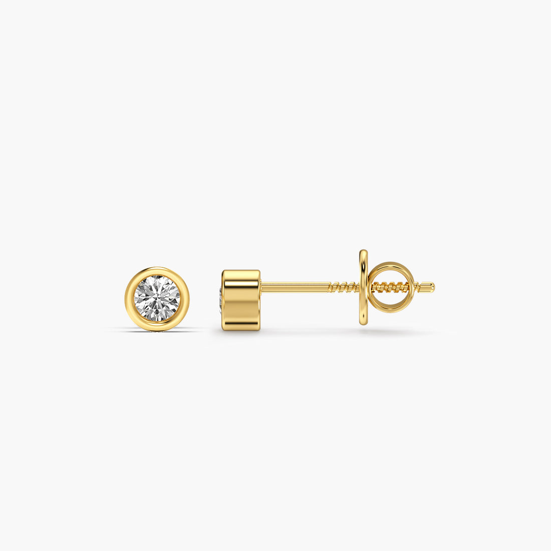 Halo Glow Earrings - Side View in Yellow Gold - Diamond Earring by Moena
