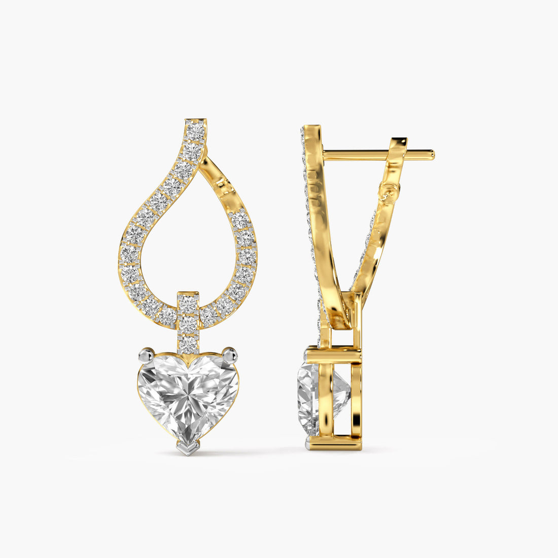 Heartline Dazzle Drops - Side View in Yellow Gold - Diamond Jewellery by Moena