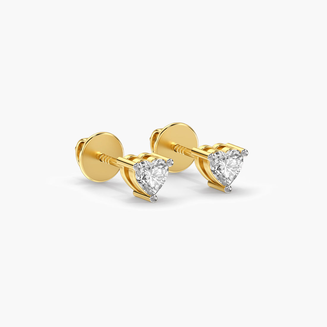 True Love Studs - 3D View in Yellow Gold - Diamond Stud by Moena